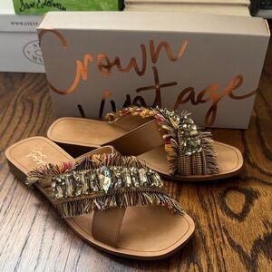 Crown Vintage Brown Embellished Sandals